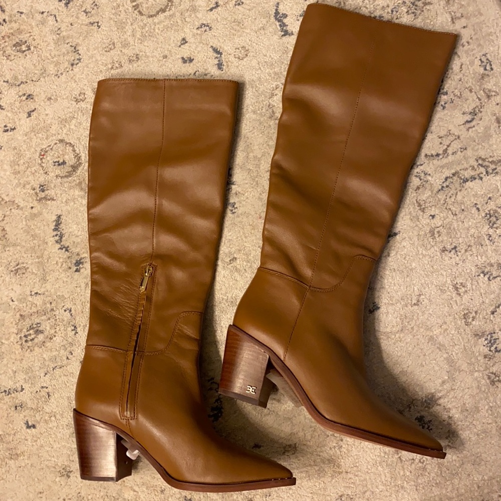 Sam Edelman Tall Leather Knee Boots in Cognac Brown